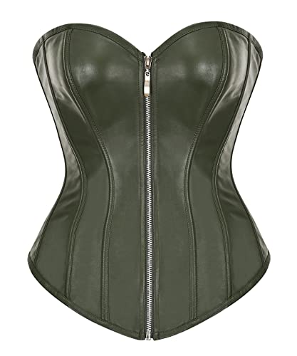 Bslingerie® Damen Kunstleder Bustier Korsett Corsage (M, Dunkelgrün) von Bslingerie