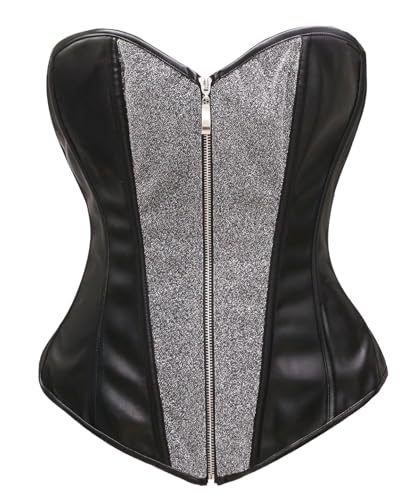 Bslingerie® Damen Kunstleder Bustier Korsett Corsage (XL,Grau) von Bslingerie