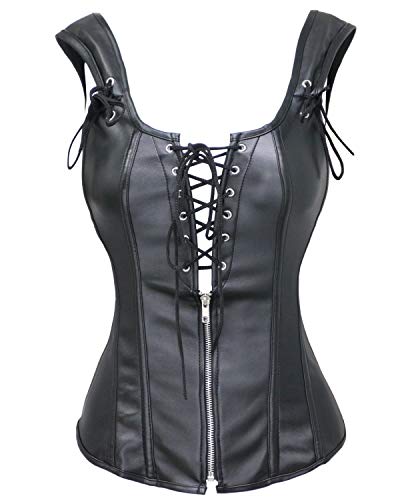 Bslingerie® Damenmode Dessous PU Leder-Optik Korsagen Bustier Korsett (S, schwarz) von Bslingerie