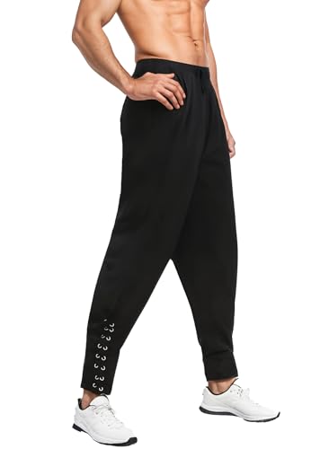 Bslingerie® Herren Mittelalterliche Renaissance Elastische Taille Hose Piratenhose, Schwarz , 3XL von Bslingerie