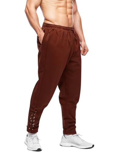 Bslingerie® Herren Mittelalterliche Renaissance-Hose mit elastischer Taille (Braun, L) von Bslingerie