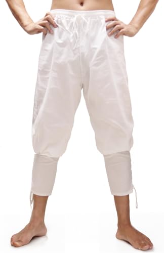 Bslingerie® Herren Mittelalterliche Renaissance-Hose mit elastischer Taille (Weiß, L) von Bslingerie