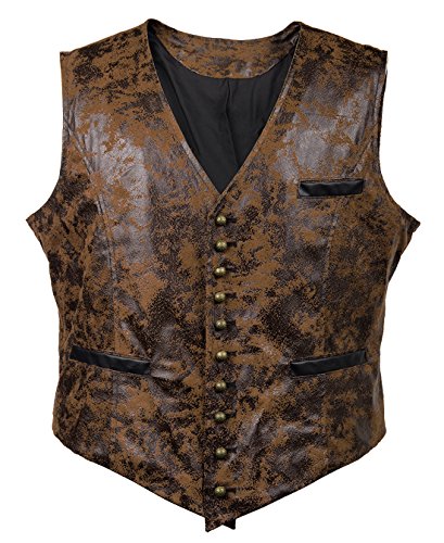 Bslingerie® Herren Steampunk Gothic Faux Leather Kostüm Korsett Weste (XXL, Braun) von Bslingerie