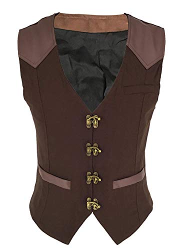 Bslingerie® Herren Steampunk Jahrgang Gothic Kostüm Weste (Braun, M) von Bslingerie