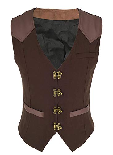 Bslingerie® Herren Steampunk Jahrgang Gothic Kostüm Weste (Braun, XL) von Bslingerie