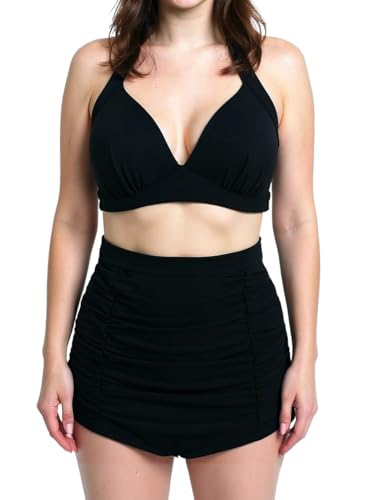 Bslingerie® Sexy Damen Retro Bademode Übergröße Halfter Bikini Set (3XL, Schwarz) von Bslingerie