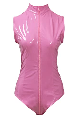 Bslingerie® Sexy Damen Schwarz PVC Teddy Dessous (L, Rosa PVC) von Bslingerie