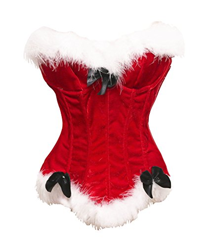 Bslingerie® Sexy Damen Weihnachten Samt Overbust Corsage (L, Rot) von Bslingerie