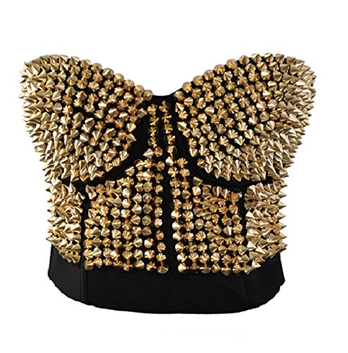 Bslingerie® Sexy Metallisch Spikes Clubwear Bustiers Bra (XL, Gold) von Bslingerie