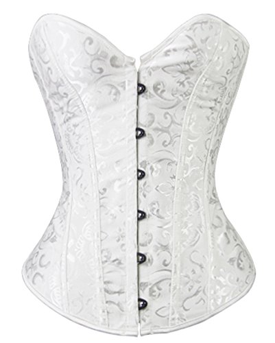 Bslingerie Damen Bustier Corsage Korsett mit Brocade (S, White) von Bslingerie