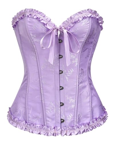 Bslingerie Damen-Korsett-Oberteil, niedliches Pastellfarben, Shapewear, Dessous (Violett, L) von Bslingerie