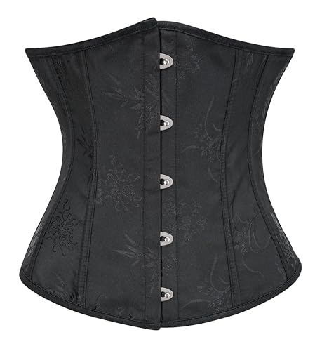 Bslingerie Damen Unterbrustkorsett in Pastellfarben, Brokat, Taillenmieder, Schwarz , L von Bslingerie