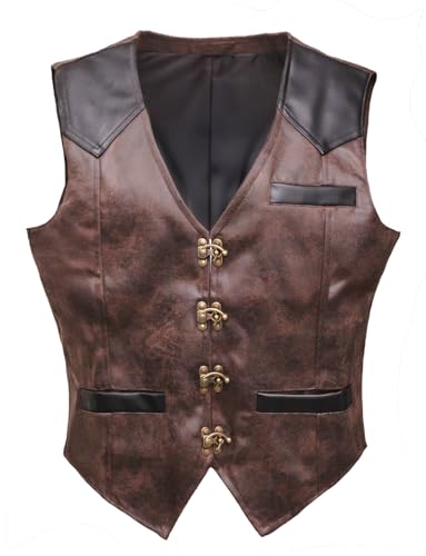 Bslingerie Herren Cowboy Steampunk Vintage Kunstleder Weste Weste, braunes Kunstleder, M Bslingerie Herren Cowboy Steampunk Vintage Kunstleder Weste Weste, braunes Kunstleder, M von Bslingerie