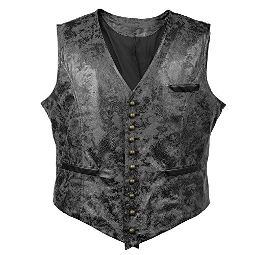 Bslingerie® Herren Steampunk Gothic Faux Leather Kostüm Weste (XXL, Schwarz Weste) von Bslingerie