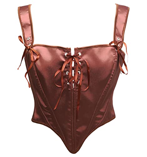 Bslingerie Vintage-Satin-Korsett zum Schnüren, bauchfreies Top, Party, Clubwear, Dessous, braun, S Bslingerie Vintage-Satin-Korsett zum Schnüren, bauchfreies Top, Party, Clubwear, Dessous, braun, S von Bslingerie