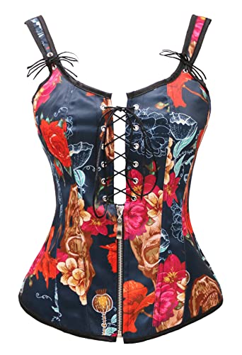 bslingerie® Damen Vintage Weste Renaissance Steampunk Bustier Korsett, Retro Blau, XX-Large von Bslingerie