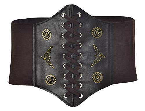 bslingerie Damen Steampunk Waspie Korsett Gürtel Elastischer Taillenmieder, Braun, Einheitsgröße von Bslingerie