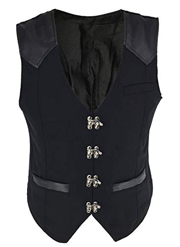 bslingerie Herren Mittelalter Steampunk Kunstleder Cowboy Taillenmantel Weste, Schwarz, XX-Large von Bslingerie