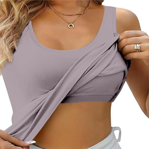 Damen Unterhemd BH Hemd Damen mit Cups Basic U-Ausschnitt Eingebauter BH Stretch Unterhemden Bügelloser Gepolstert Tank Tops mit Integriertem BH Ohne Bügel Einfarbig Bequeme Hemd Sport BH Damen Unterhemd BH Hemd Damen mit Cups Basic U-Ausschnitt Eingebauter BH Stretch Unterhemden Bügelloser Gepolstert Tank Tops mit Integriertem BH Ohne Bügel Einfarbig Bequeme Hemd Sport BH von Bsotalines