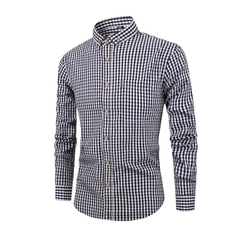 Bsrpolry Hemden Herren Langarm Herbsthemden Button-Down-Hemden Plaid Hemden Regular Business Hemden Herren Freizeithemden Regular Fit Herrenhemden Freizeithemden Freizeithemden, #C710-Schwarz, S von Bsrpolry