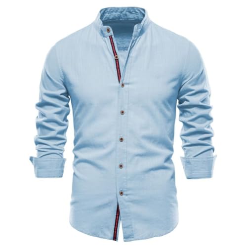 Bsrpolry Herren Hemden Button-Down-Hemden Streifen Regular Business Hemden Herbst Freizeithemden Langarmshirts Herren Freizeithemden Regular Fit Herrenhemden, #71cs-blau, S von Bsrpolry