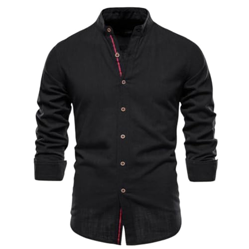 Bsrpolry Herren Hemden Button-Down-Hemden Streifen Regular Business Hemden Herbst Freizeithemden Langarmshirts Herren Freizeithemden Regular Fit Herrenhemden, #71cs-schwarz, L von Bsrpolry