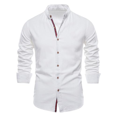 Bsrpolry Herren Hemden Button-Down-Hemden Streifen Regular Business Hemden Herbst Freizeithemden Langarmshirts Herren Freizeithemden Regular Fit Herrenhemden, #71cs-weiß, XXL von Bsrpolry