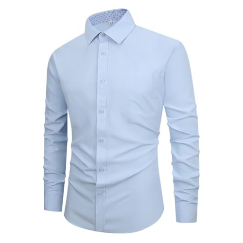 Bsrpolry Herren Langarmhemden Button-Down-Hemden Solide Hemden Herren Freizeithemden Regular Fit Herrenhemden Normale Businesshemden Freizeithemden Herbst Blau S von Bsrpolry