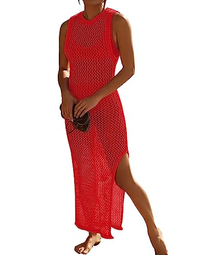 Bsubseach Ärmelloses Strickkleid für Häkel-Badebekleidung, Rot/Ausflug, einfarbig (Getaway Solids), Einheitsgröße von Bsubseach