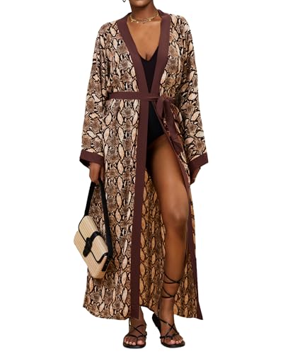 Bsubseach Badeanzug Cover Ups für Frauen Schwimmen Cover Up Badeanzug Coverup Kimono Strickjacken Braun von Bsubseach