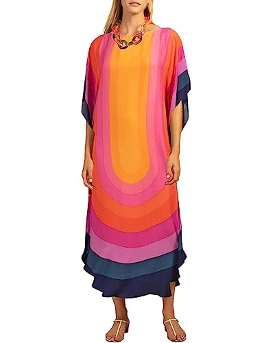 Bsubseach Bunte Kaftankleider für Frauen Lange Badeanzug Überzüge Plus Size Kaftan Strand Maxikleid Gelb von Bsubseach