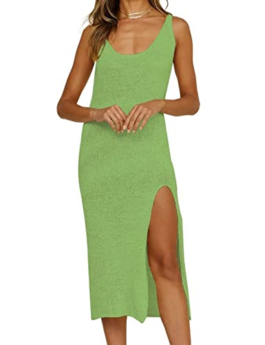 Bsubseach Crochet Cover Up für Bademode Frauen rückenfrei Badeanzug Coverup Strand Strickkleid Seitenschlitz Grün von Bsubseach