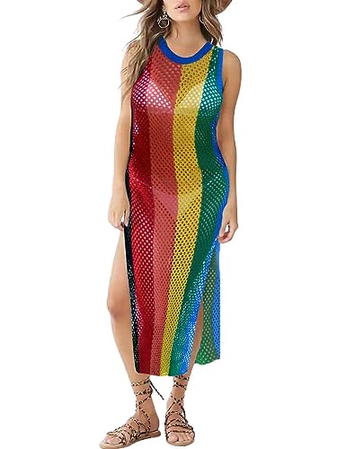 Bsubseach Crochet Cover Ups für Bademode Frauen Badeanzug Cover Up Sexy See Through Knit Beach Dress von Bsubseach