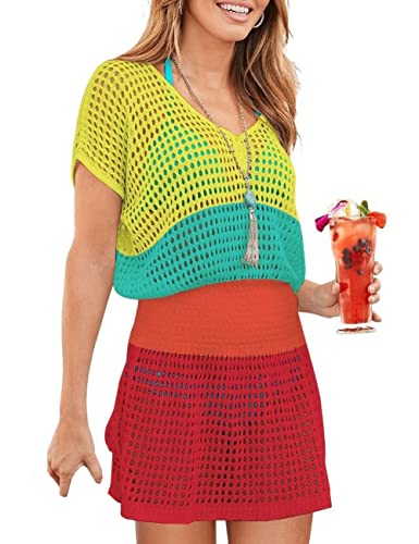 Bsubseach Crochet Swim Cover Up für Frauen Hollow Out Kleid Stricken Badeanzug Coverups Beachwear Multicolored von Bsubseach