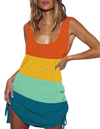 Bsubseach Crochet Swim Cover Up für Frauen ärmellose Badeanzug Cover Ups Sommer Strand Tank Kleid mit Kordelzug von Bsubseach