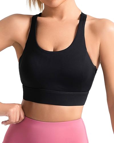 Bsubseach Damen Ärmellose Sport-Oberteile Breite Träger Damen-Sport-BH Yoga-Oberteile Bequeme Unterwäsche Schwarz M von Bsubseach