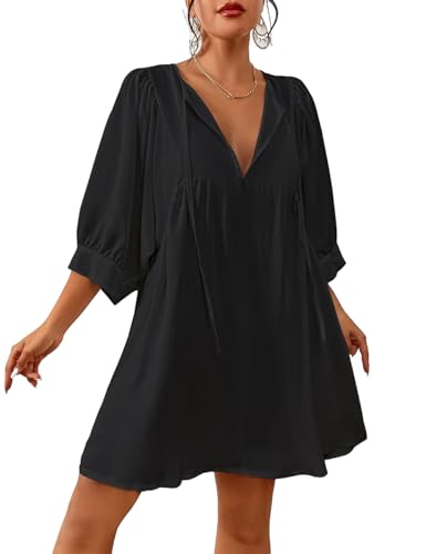 Bsubseach Damen Badeanzug Coverups Strand Kleider Sexy Poolabdeckung Oben für Bademode Resort Outfit Schwarz L von Bsubseach