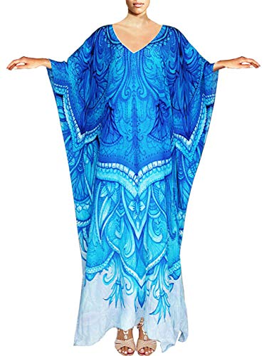 Bsubseach Damen Plus Size Bademode Bikini Cover Up Batwing Sleeve Loose Turkish Beach Kaftan Kleid von Bsubseach