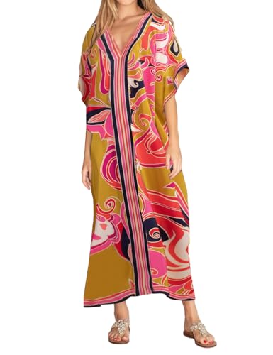 Bsubseach Kaftan Kleider für Frauen Plus Größe Strand Cover Up Kaftan Kleid Badeanzug Coverup Sommer Outfits Ginger von Bsubseach