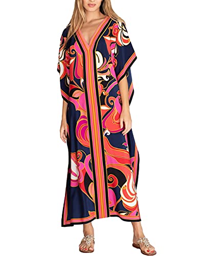 Bsubseach Kaftan Kleider für Frauen Plus Größe Strand Cover Up Kaftan Kleid Badeanzug Coverup Sommer Outfits Navy von Bsubseach