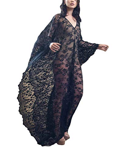 Bsubseach Damen Plus Size Lace Beachwear Kaftan Kleid Sexy Deep V Neck Lange Bikini Strandkleid von Bsubseach