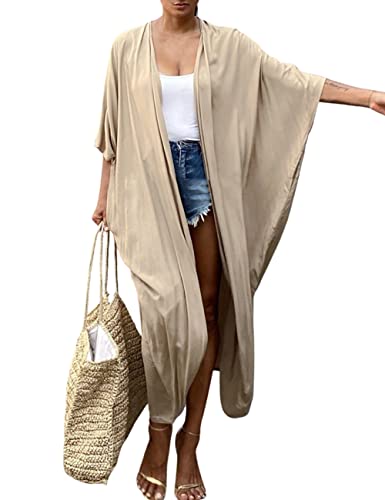 Bsubseach Frauen Aprikose Lange Strand Strandponcho für Bademode Sexy Bikini Strand Kimono Strickjacke von Bsubseach