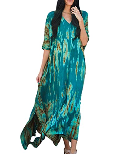 Bsubseach Damen Strand Kaftan Kleider Halbe Ärmel Plus Größe Strandponcho Caftan Kleider Drucken von Bsubseach