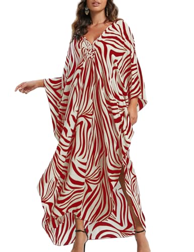 Bsubseach Formelle Kaftankleider für Frauen Zebrastreifen Print Kaftan Badeanzug Cover Ups Lose Kaftan für Frauen von Bsubseach