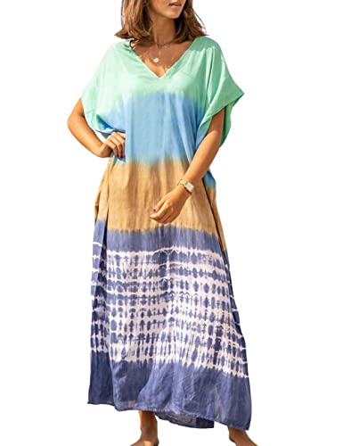 Bsubseach Frauen Krawatte Dye Kaftan Strand Maxi Kleid Plus Größe Cover Up für Bademode Sommer Kaftan von Bsubseach