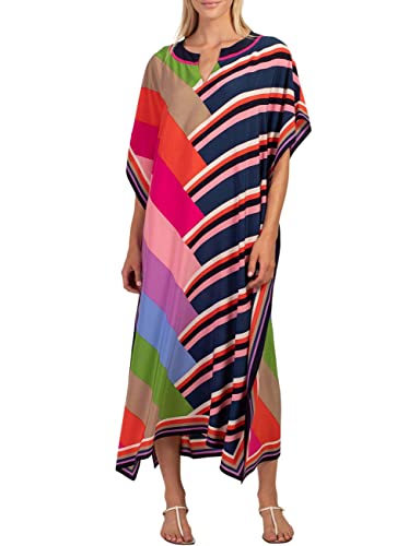 Bsubseach Kaftan Kleider für Frauen Plus Größe Strand Cover Up Kaftan Kleid Badeanzug Coverup Sommer Outfits Farbe Splicing von Bsubseach