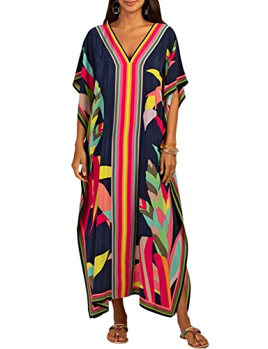 Bsubseach Kaftan Kleider für Frauen Plus Größe Strand Cover Up Kaftan Kleid Badeanzug Coverup Sommer Outfits Dark Navy von Bsubseach