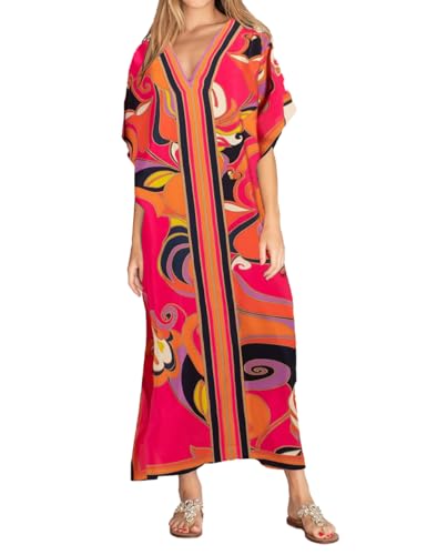 Bsubseach Kaftan Kleider für Frauen Plus Größe Strand Cover Up Kaftan Kleid Badeanzug Coverup Sommer Outfits Rosy von Bsubseach