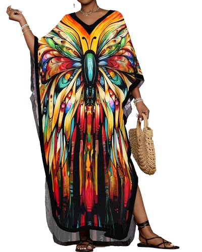 Bsubseach Kaftan Kleider für Frauen Floral Print Kaftane Badeanzug Cover Ups Plus Size Long Strand Kleid Gelb Bsubseach Kaftan Kleider für Frauen Floral Print Kaftane Badeanzug Cover Ups Plus Size Long Strand Kleid Gelb von Bsubseach