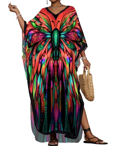 Bsubseach Kaftan Kleider für Frauen Floral Print Kaftane Badeanzug Cover Ups Plus Size Long Strand Kleid Rot Bsubseach Kaftan Kleider für Frauen Floral Print Kaftane Badeanzug Cover Ups Plus Size Long Strand Kleid Rot von Bsubseach
